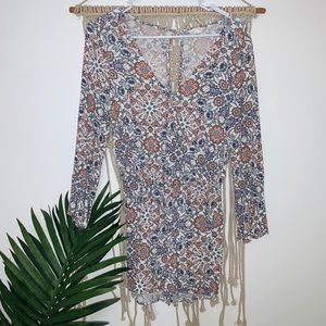 Wide sleeve surplice romper